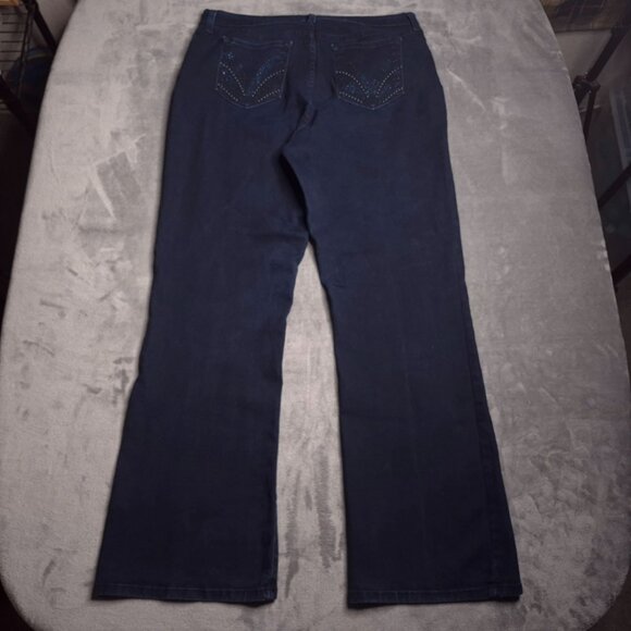 NYDJ Womens Bootcut Jeans 16 Dark Wash High Rise Rhinestones Stretch Made in USA - Picture 3 of 8